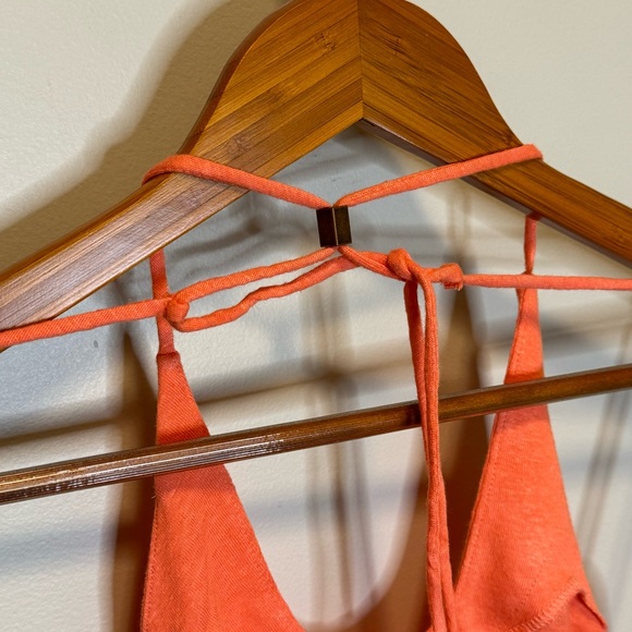 NWT! Free People Long Weekend Knit Halter Neck Orange Tank Top, Size Large - Picture 5 of 9
